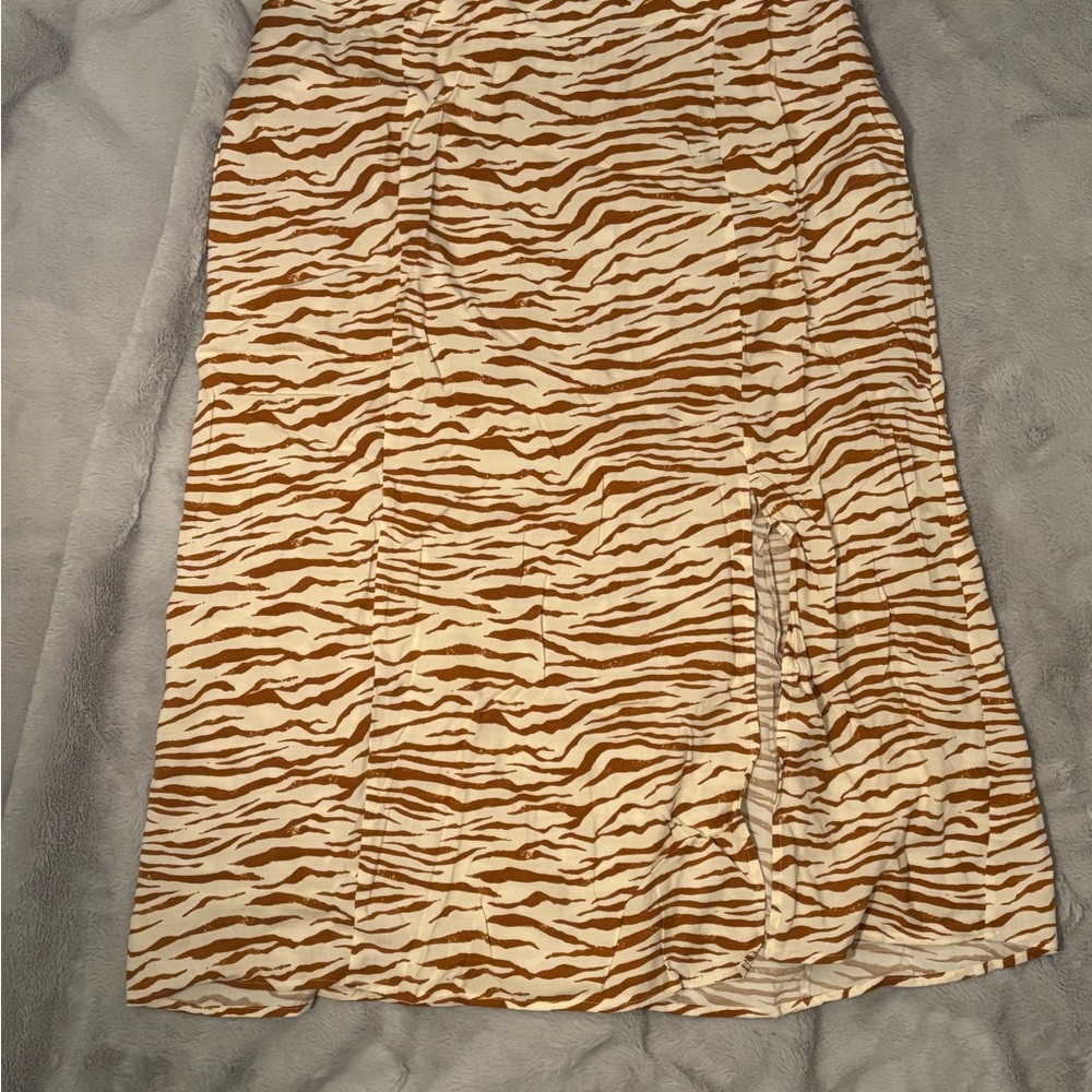 Ava & Viv Orange and Cream Zebra Skirt